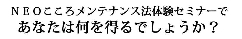 ＮＥＯこころメンテナンス法体験セミナーであなたは何を得るでしょうか
